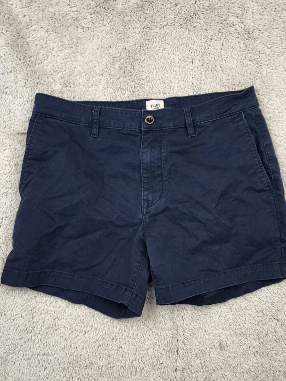 Flint And Tinder Shorts Mens 32 Blue Chino Stretch Canvas 4 Inseam Casual Summer - Picture 2 of 6